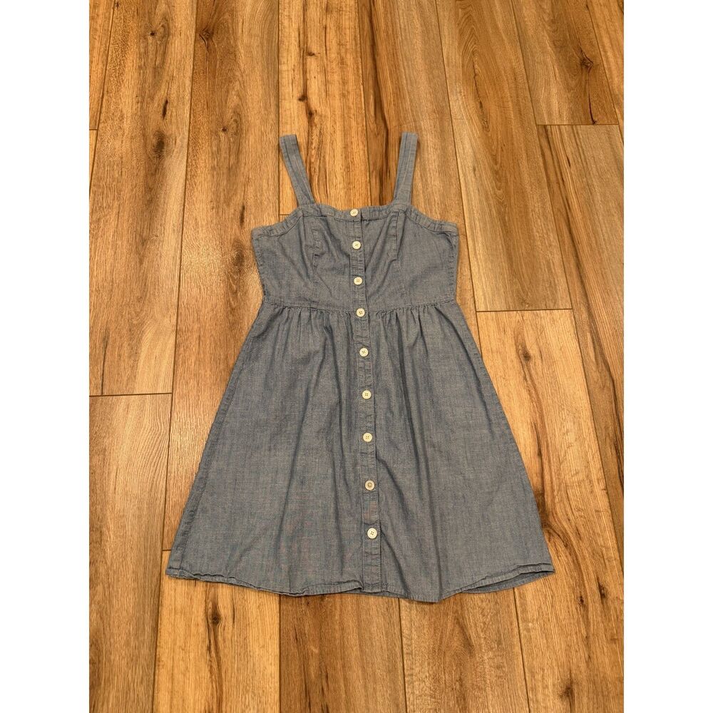 J. Crew Women's Blue Chambray Button Front Dress Sleeveless Size 4